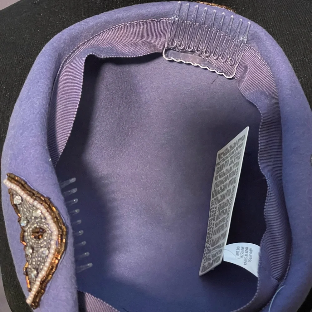 ⏰ NWT Vintage Beaded Wool Beret in Lilac/Lavender Purple - Urban Outfitters - Picture 3 of 5